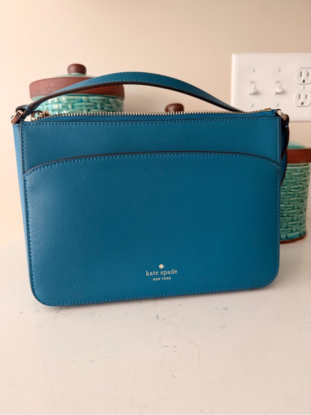 kate spade Teal Leather Satchel with Top Handle
